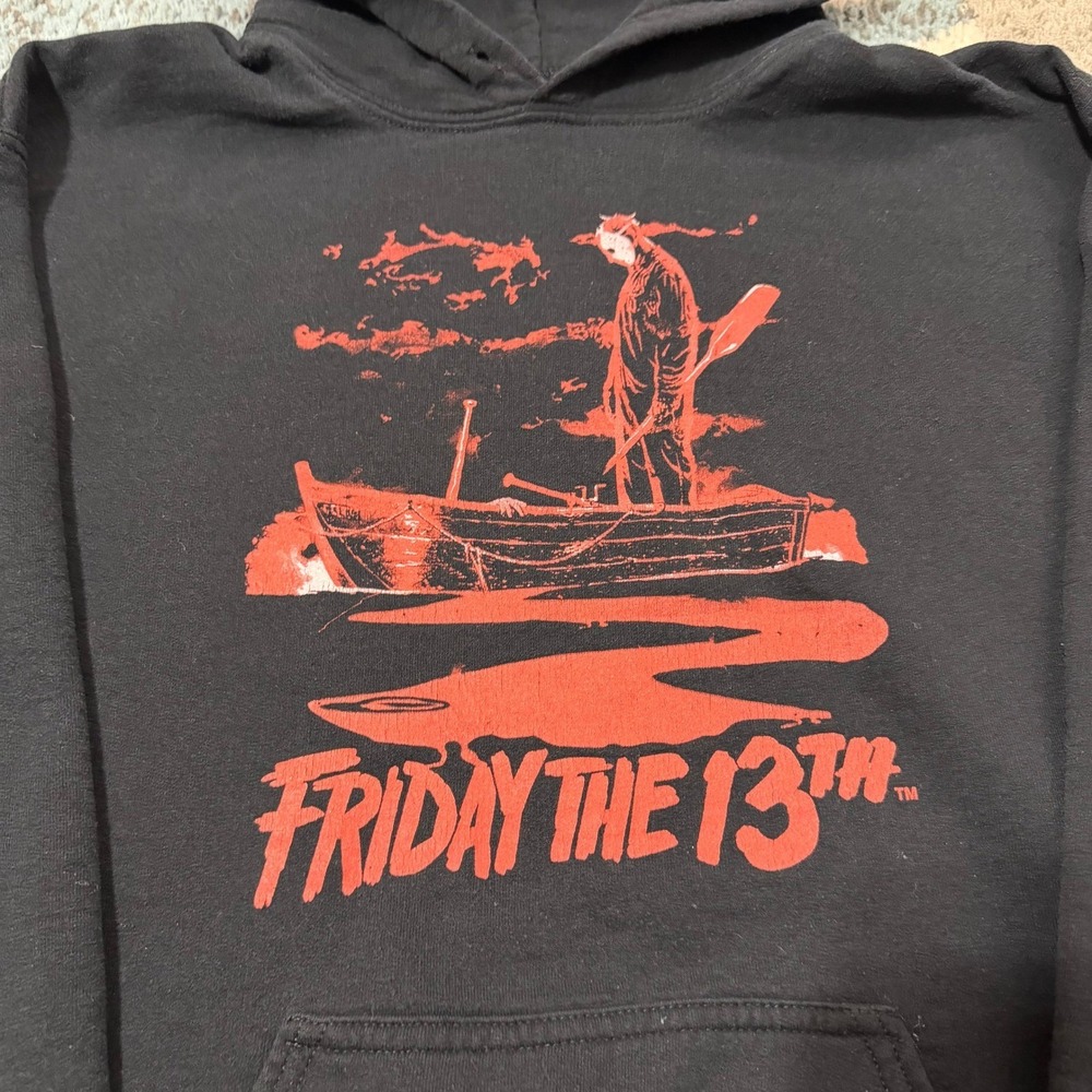 Friday the 13th Jason Voorhees Horror Movie List Hoodie Black Mens Medium - Picture 4 of 8